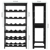 Wine Rack 24-Botttle Freestanding Floor, 6-Tier Wine Rack Shelf with Table Top | Black Homevany