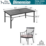 PHI VILLA 7 Piece Patio Dining Set, 64" Steel Table