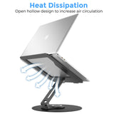 Swivel Laptop Stand for Desk, Adjustable Height Aluminum Computer Stand with 360 Rotating Base