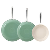 Redchef Non Stick Ceramic Frying Pan Set, Non Toxic Ceramic Pans for Cooking, 8" 9.5" 11" Skillet Set (Green)