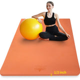 Hatha Yoga Large TPE Yoga Mat 6'x4'x1/2" Extra Thick Non-Slip Exercise Mat - for Yoga Pilates & Home Gym Workouts(Orange) Hatha yoga