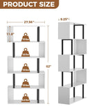5 Tier Geometric Bookcase,S Shaped Bookshelf, Wood Decorative Storage Shelving, Modern Freestanding Display Shelves