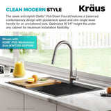 KRAUS Oletto Contemporary Pull-Down Single Handle Kitchen Faucet in Spot Free Stainless Steel, KPF-3104SFS