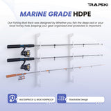 TRAPSKI Made in The USA Fishing Rod/Pole Holder Rack Organizers | Wall or Boat Mounting Fishing Rod Rack | Marine Grade HDPE Plastic | Pole Holder for up to 6 Rods | Stackable - 2 Pack