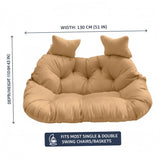 TusaMer Double Egg Chair Cushion Replacement, 130x110cm Thick Padded Hanging Chair Cushion with Removable Cover & Pillows, Khaki Egg Replacement Double Hanging