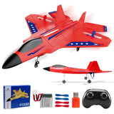 Fremego F-22 Raptor RC Plane 2.4GHz RC Airplane Fighter Toy Ready to Fly Remote Control Airplane Easy to Fly RC Glider Sports for Kids & Beginners (Red)