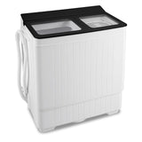 Giantex Portable Washing Machine, 26LBS Twin Tub Mini Compact Laundry Washer Spinner Combo with Drain Pump, 18Lbs Washer and 8Lbs Spinner for Apartments, RVs, Dorms, Black+White