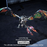 URFunModel 3D Metal Puzzle for Adults, Steampunk Puzzle Bloodthirsty Aurora Dragon 3D Metal Model Building Kit with Sand, 3000+PCS 3D Jigsaw Puzzle Dragon Animal Puzzle DIY Craft Kit Gift