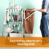 Janitorial cart Housekeeping cart Cleaning Cart on Wheels Housekeeping Caddy with Shelves Broom mop Holder QTJH