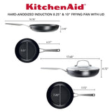 Hard Anodized Induction Nonstick Frying Pan Set With Lid, 3-Piece | Matte Black KitchenAid