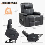 BRTHORY Leather Power Lift Recliner Chair for Elderly, with Massage & Heat