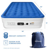 SoundAsleep Products Dream Series Luxury Air Mattress, ComfortCoil Technology, Built-in High Capacity Pump for Home, Camping- Double Height, Adjustable, Inflatable Blow Up, Portable (Queen Size)
