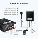 Propane Tankless Water Heater, 5L 1.32 GPM Outdoor Portable Gas Instant Hot Water Heater with Digital Display Overheating Protection, for Camping Barn Cabin RV Black