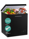 F.W.WOOLWORTHS 7.0 Cu.Ft Chest Freezer 7 Gears Temperature Control, Deep Freezer with Removable Basket, Compact Freezer for Kitchen, Home, Office, Garage, Basement-Black