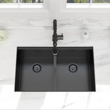 Beslend 30 Black Undermount Kitchen Sink - 30x19 Gunmetal Black Double Bowl Kitchen Sinks Workstation 16 Gauge Stainless Steel Sink Low Divide Double Basin 50/50