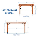 Backyard Discovery Beaumont 16' x 12' Traditional Cedar Wood Pergola Kit with Trellis Roof