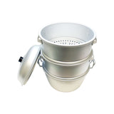 TrueCraftware- 13" x 19-1/2" Aluminum 3 Tier Steamer Set 3/8” hole size- Steamer for Cooking Pot Food Steam Pots with Lid for Cooking Vegetables Seafood Soups Stews and Pasta