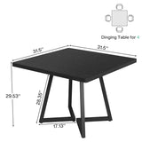 Tribesigns Square Dining Table Set of 4, 31.5" Industrial Dinner Table with Metal Base, Kitchen Table for Dining Room, Small Space, Apartment, Black (Chairs are not Included)