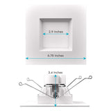 LUXRITE 12 Pack 5/6 Inch LED Square Recessed Lighting, 14W=90W, 5 Color Selectable 2700K | 3000K | 3500K | 4000K | 5000K, Dimmable LED Downlight, 1100 Lumens, Wet Rated, IC Rated, Baffle Trim