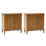 HULALA HOME Storage Cabinet with Adjustable Shelf, 2-Door Accent Sideboard with Solid Wood Legs and Vintage Metal Handles, Matte Finish(Teak,Set of 2)