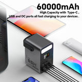Power Bank 60000mAh Power Station High Capacity Fast Charging PD 65W LiFePO4 Portable Outdoor Generator with DC 12V/3A Output & LCD Display Battery Bank for iPhone 17, Samsung, iPad,MacBook & Camping
