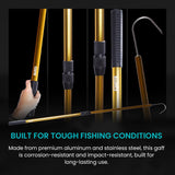 Gaffer Sportfishing 2-Piece Extendable Fishing Gaff Hook - Heavy-Duty Fishing Gaff Pole with Stainless Steel Hook - Durable, Corrosion-Resistant Design for Saltwater & Freshwater Fishing Pole - Gold
