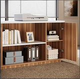 85.8-Inch L-Shaped Executive Office Desk with File Drawers & Storage Cabinet, Professional Corner Computer Desk Extra Large (White&Walnut)