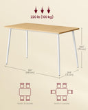 VASAGLE Dining Table, Dining Room Table for 4-6 People, Modern Farmhouse, for Kitchen, Quick Assembly, Heat-Resistant Surface, 29.5 x 55.1 x 29.5 Inches, Golden Oak and Cloud White UKDT100N01V2