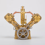 MechPuConToy Engine Model Kit That Works, RW-V2 Mini V-Shape Double Cylinder Reciprocating Steam Engine Model for 70-130cm Steamships (Boiler Not Included)