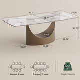 POVISON 94" Hobart Modern Dining Table for 10, Rectangle Sintered Stone Dining Table, Glossy Pandora Dining Room Table with Sintered Stone Tabletop, Bronze Carbon Steel Base (Table Only)