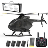 rcxperts YU Xiang F119S MD500 Remote Control Helicopter, 1/16 2.4G 9CH 250-Class 6-Axis Gyro Military RC Helicopter with 6G/3D Switchable Modes and Optical Flow for Adult(Black/4 Battery)