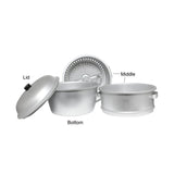 TrueCraftware- 13" x 19-1/2" Aluminum 3 Tier Steamer Set 3/8” hole size- Steamer for Cooking Pot Food Steam Pots with Lid for Cooking Vegetables Seafood Soups Stews and Pasta