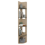 Tuhome Home 71" Tall Corner Standard Bookcase with 5 Open Storage Shelves, Closed Back, Freestanding Living Room, Office or Bedroom Storage (Model M7), Coastal Oak/Wenge