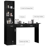 4ever2buy Salon Station for Hair Stylist, Salon Wall Station with Barber Cabinet, Hair Stations Equipment Hair Dryer Holder, Drawers, Wall Mount Barber Beauty Station, Mirror not Included, Black