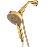 Brondell Nebia Yuba HaloNetic Double Dock Magnetic Handheld Shower Head, 60" Stainless Steel Hose, 5-Setting, Matte Gold