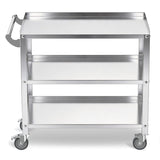 Hupsjer Stainless Steel Utility Cart 3 Tier - Heavy Duty Rolling Cart with Silent Wheels & Handle, Commercial Food Storage Trolley for Kitchen Restaurant Hospital Lab and Home, 21″L x 33″W x 34″H