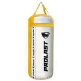 PROLAST 4Ft 135Lb XL Heavy Punching Boxing Bag for Adults, MMA, Martial Arts, Muay Thai, Kicking, Strength Training Equipment, Filled, New Edition Logo, White and Yellow
