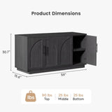 Hotmeily 30.7" Tall Arched Entertainment Center,Black Grey Oak