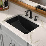 Lordear Undermount Black Bathroom Sink 21x15 Inch Bathroom Vanity Sinks Undermount Rectangle Black Porcelain Ceramic Bathroom Under Counter Lavatory Vanity Sink Basin with Overflow