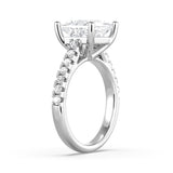 MSBLUE Size 5 2ct Princess Cut Moissanite Engagement Ring, Rhodium Plated