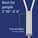 Medline Aluminum Crutches for Kids, Adults, & Seniors, Walking Aid for Reliable Balance, Comfortably Holds 300 LBS, Fits Patients Between 5'10" to 6'6" Tall