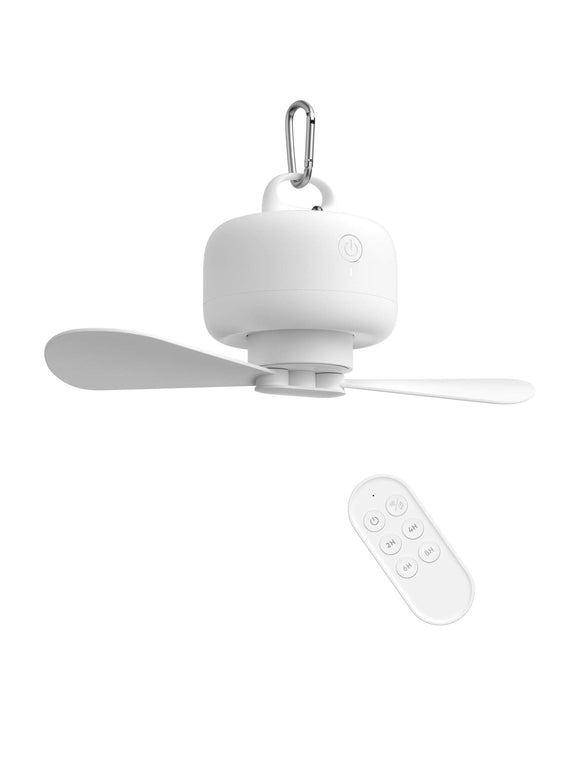 JISULIFE Camping Fan 8000mAh Battery Operated, Portable Tent Fan Rechargeable with Remote Control, Camping Fan with Detachable Fan Blades, Hanging Hook, Timer, 4 Speeds for Outdoor Dorm-White JISULIFE
