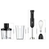 Cordless Hand Blender, UTALENT Variable Speed Immersion Blender Rechargeable, with 500ml Chopper, 600ml container, Egg Whisk, for Smoothies, Baby Food and Soups – Black