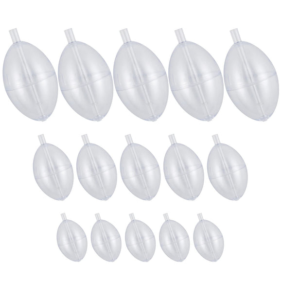 Slip Bobbers Set for Fishing, 15PCS Fishing Slip Cast Spin Floats, 3 Sizes Clear Plastic Bobbers Kit Alwonder