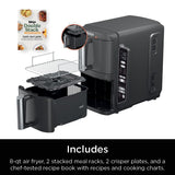 Ninja Air Fryer, 8 QT DoubleStack 2-Basket, Space Saving Design, Cooks 2lb Chicken Wings, Feeds up to 6 People, 6-in1 Air Fryer, Roast, Bake & More, Easy to Clean, Dishwasher Safe Parts, Black, SL201
