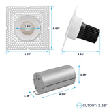 LUXRITE 3 Inch Trimless LED Recessed Spotlight, 15W, 1100LM, 5CCT Selectable 2700K-5000K, 60° Beam Angle, Dimmable, Push-n-Lock Spotlight, CRI90, Damp & IC Rated, Plaster Downlight, ETL White (4 Pack)