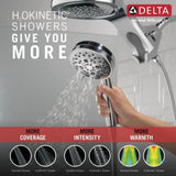 Delta Faucet HydroRain 5-Spray H2Okinetic Dual Shower Head with Handheld Spray, Chrome Shower Head with Hose, Detachable Handheld, 2.5 GPM Flow Rate, Chrome