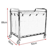 Brown Linen Rolling Laundry Sorter Cart with Wheels - Portable Trolley for Easy Laundry nization & Housekeeping