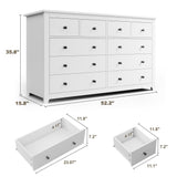 EnHomee 10 Drawer Dresser for Bedroom, Large Dressers & Chests for Bedroom,Modern White Wood Dresser for Clothes and Office Supplies, Multifunctional as TV Stand, Entryway Organizer Storage Cabinet