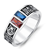 Oseew 2027 Men Customized Graduation Class Ring High School (White Gold)
